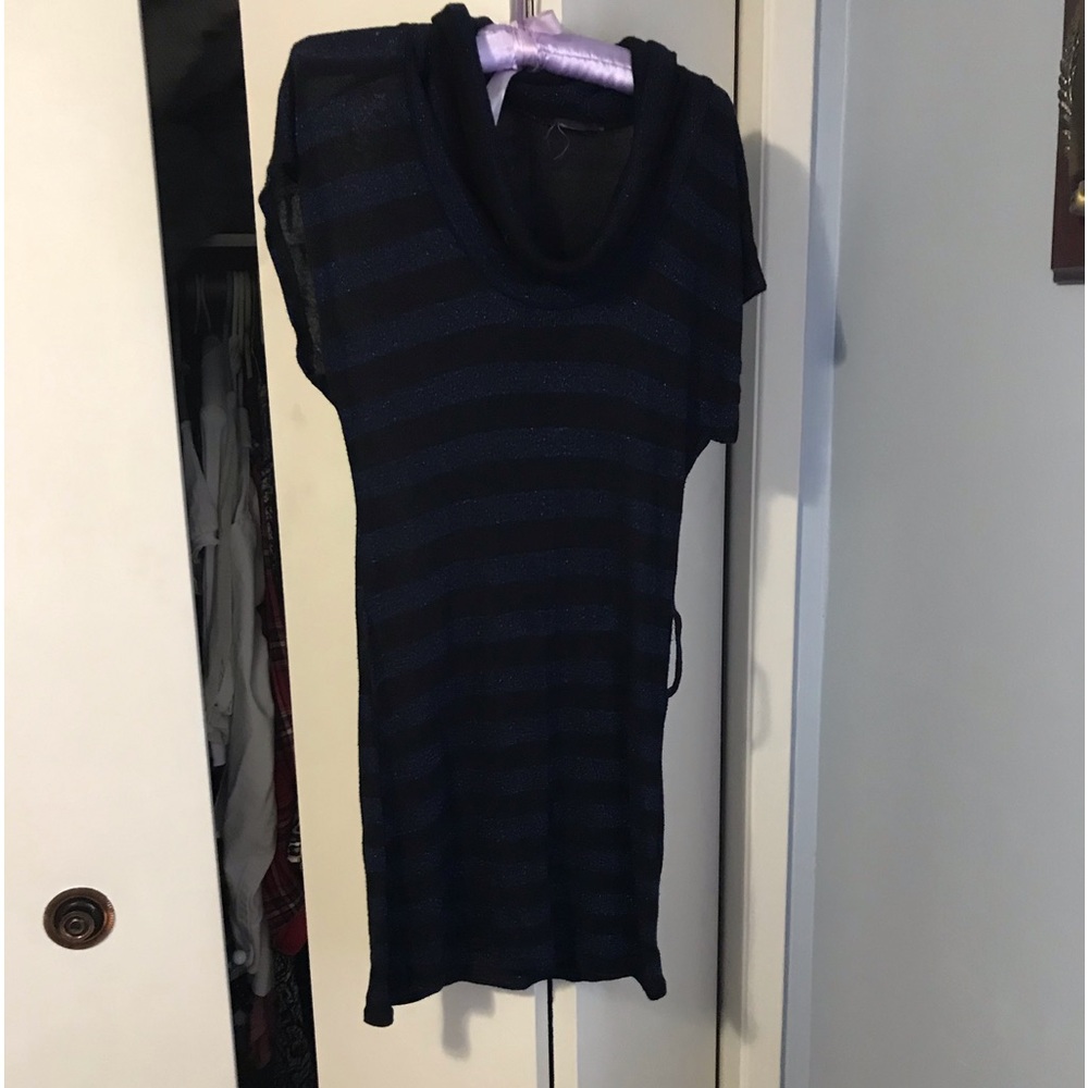 Ladies Black and Metallic Blue Tunic Top or Dress. $5.00 AS AN ADD ON